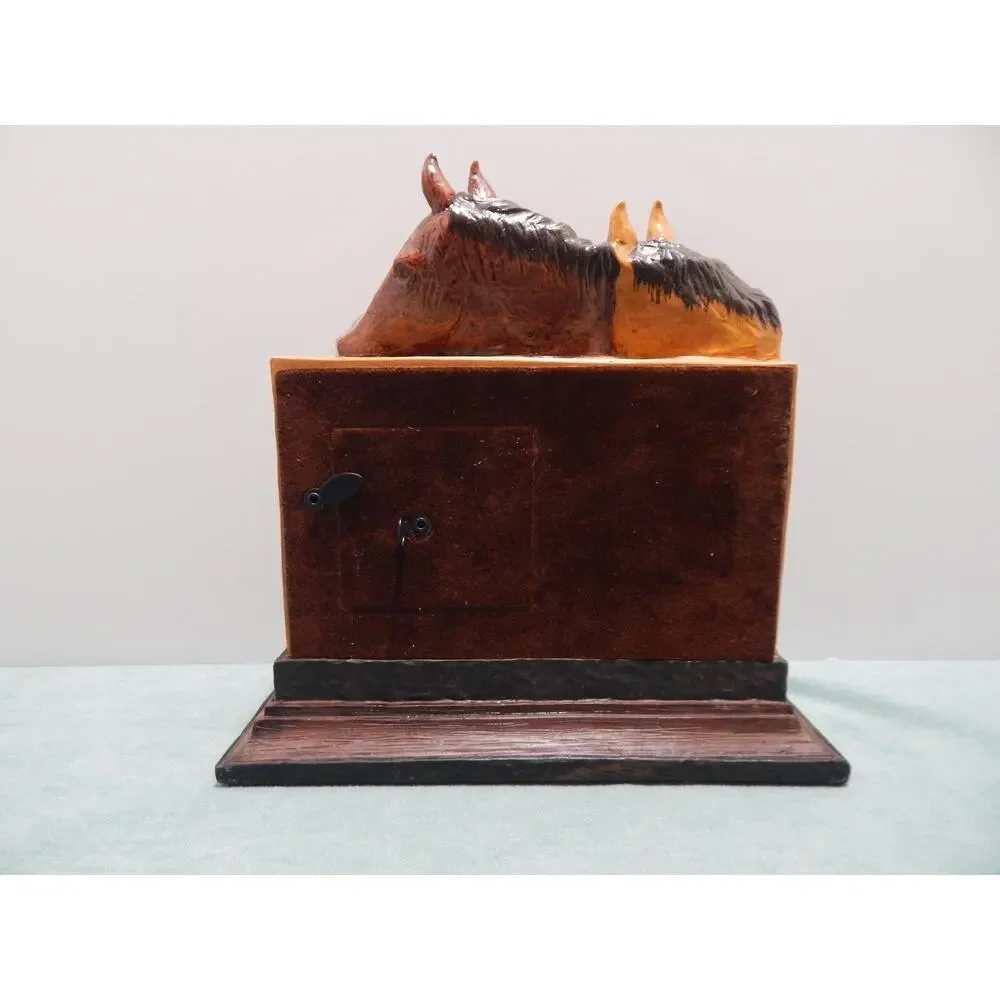 Vintage Horse Themed Accent Clock by Horiage 2002 Figi Graphics Resin New in Box